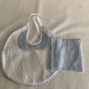 Bavoir col Claudine vichy bleu 0/6 mois